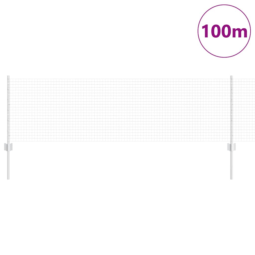 Suvirintas vielos tvora su stulpeliais 100 x 0,6 m Sidabrinė