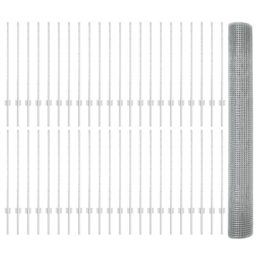 Fence with posts Silver