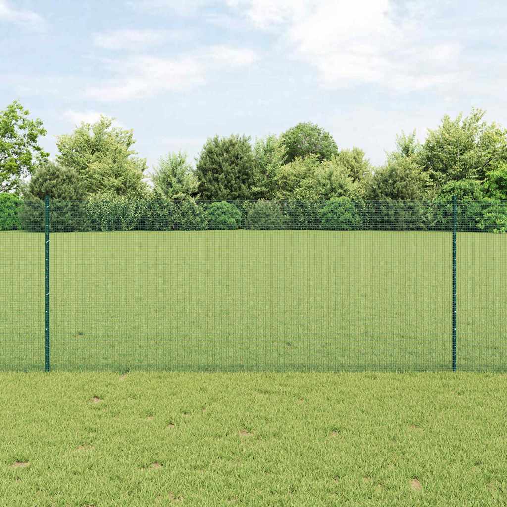 Suvirintas vielos tvora su stulpeliais 10 x 1 m Žalia Tinklelis