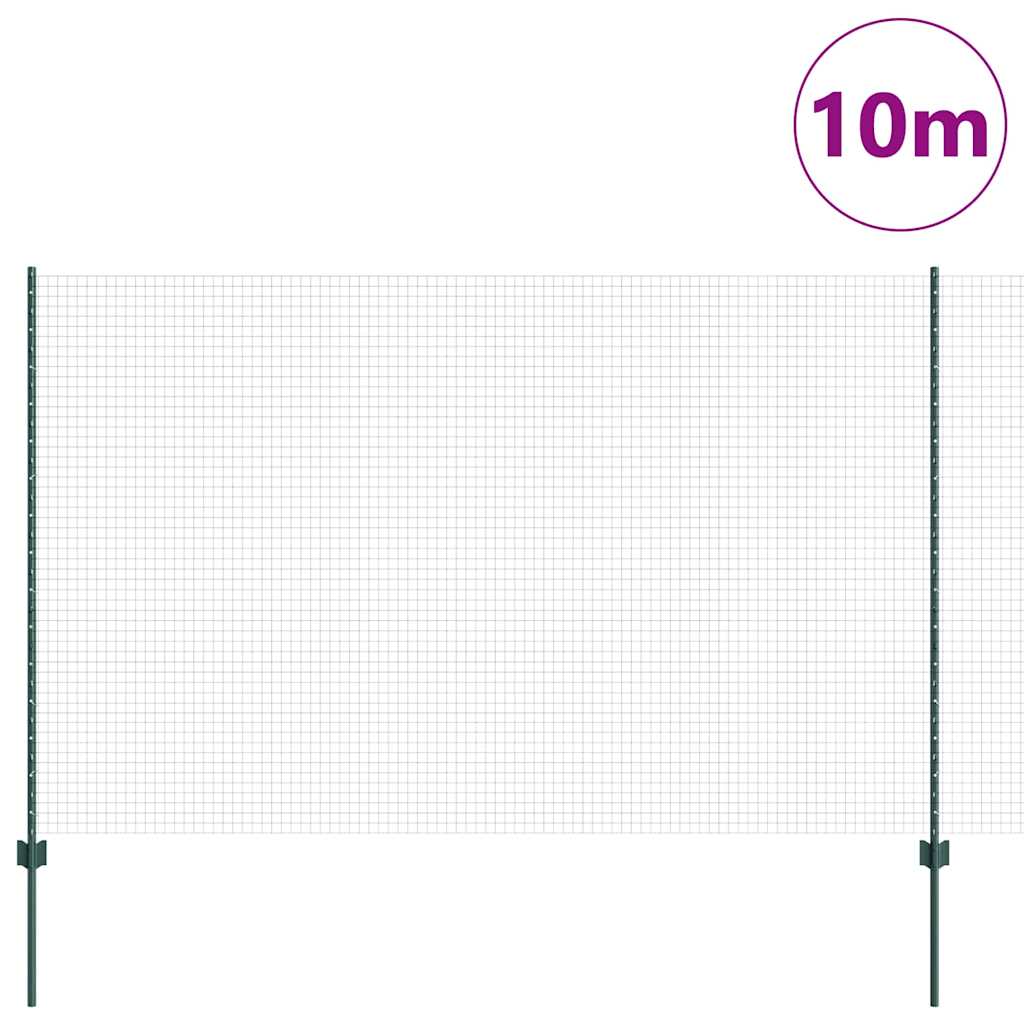 Suvirintas vielos tvora su stulpeliais 10 x 1,6 m Žalia