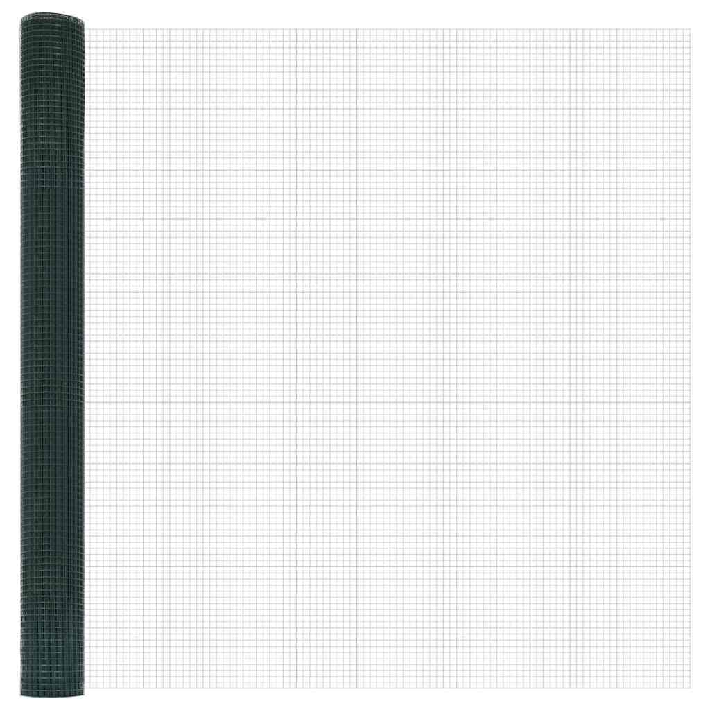 Suvirintas vielos tvora su stulpeliais 25 x 1,5 m Žalia