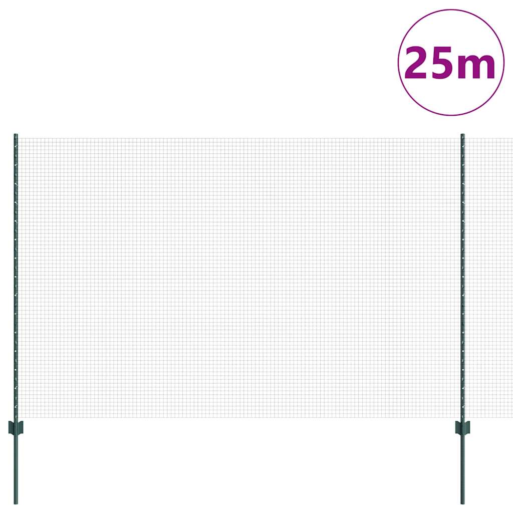 Suvirintas vielos tvora su stulpeliais 25 x 1,5 m Žalia