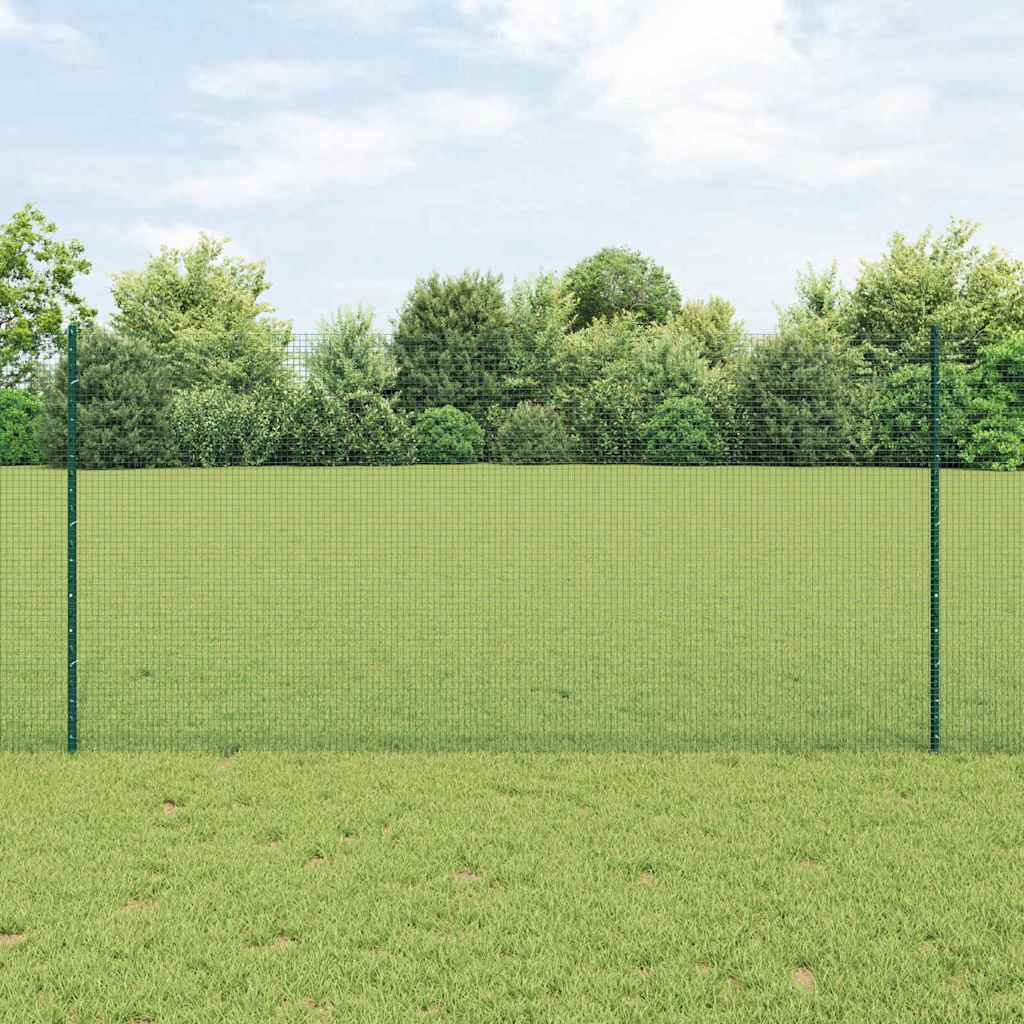 Fence with Posts Green 1.2 x 50 m Steel and PVC
