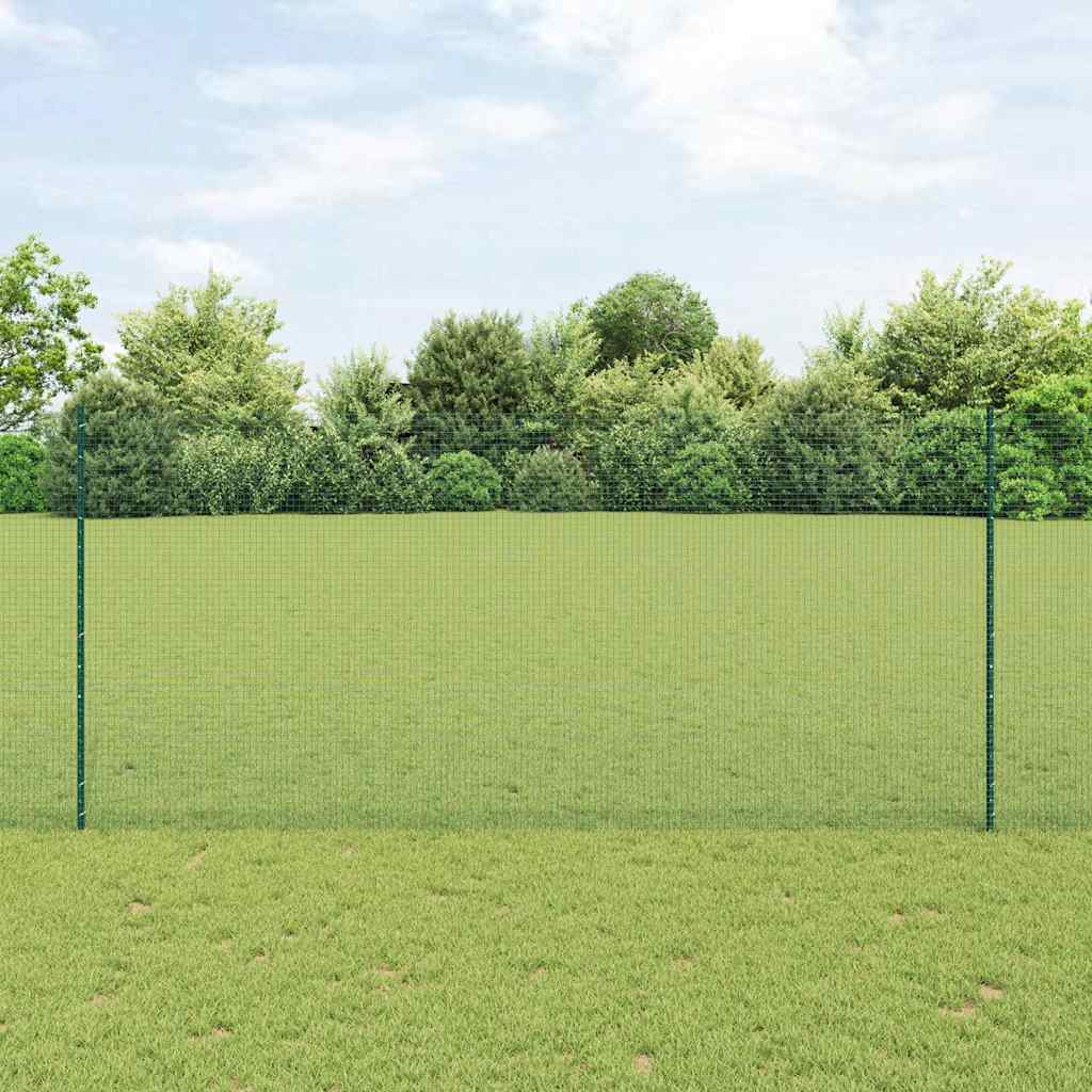 Suvirintas vielos tvora su stulpeliais 50 x 1,4 m Žalia