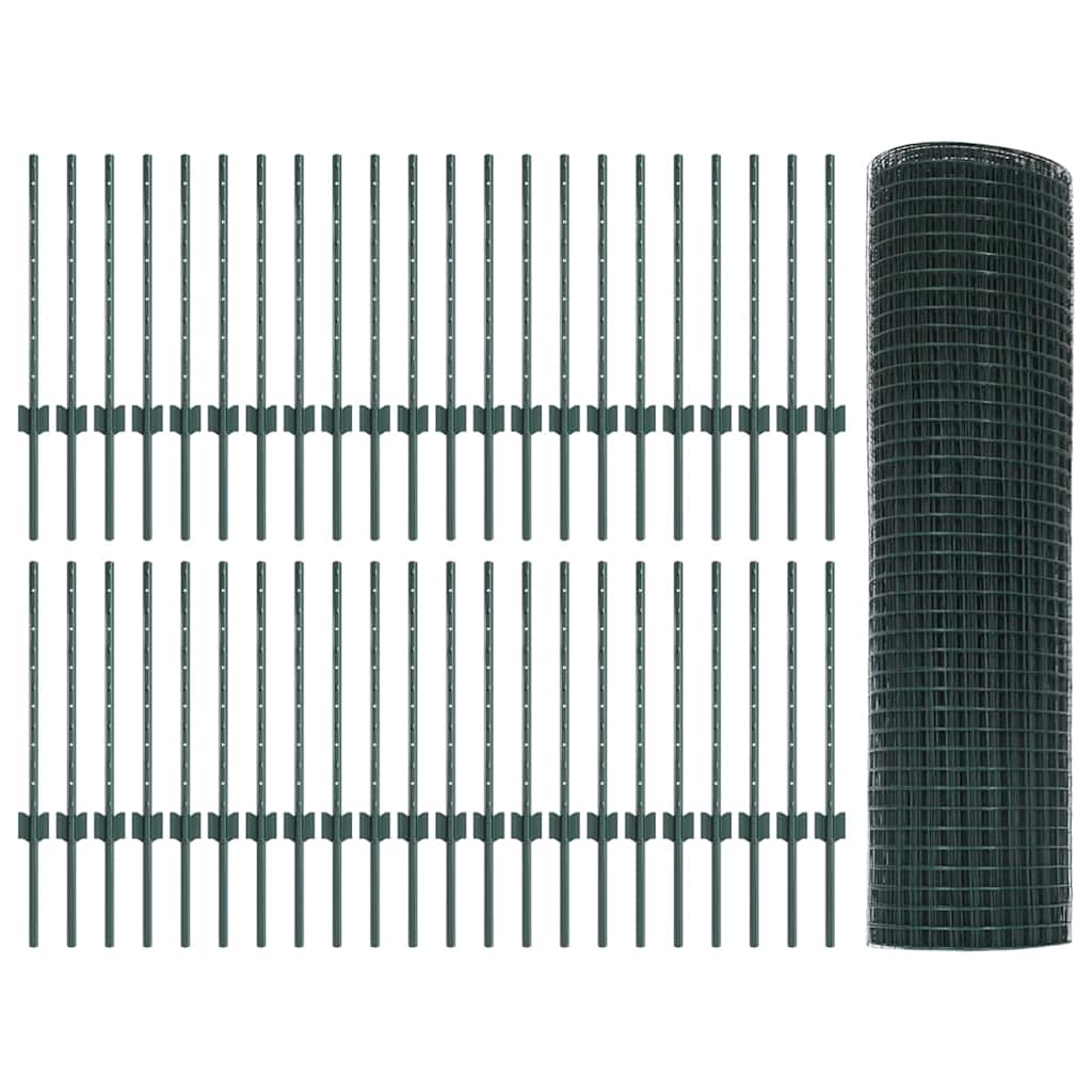 Green Fence with Posts