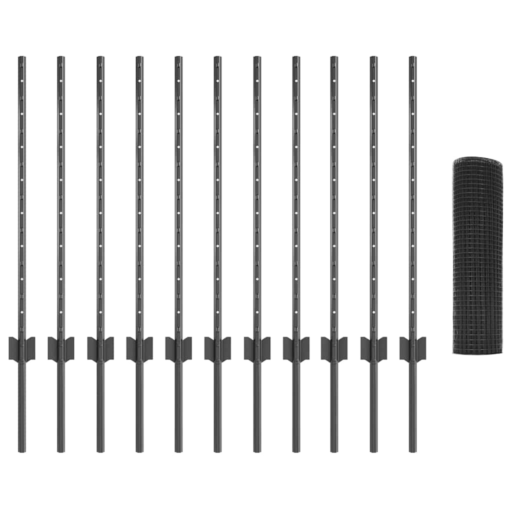 Fence with posts Grey