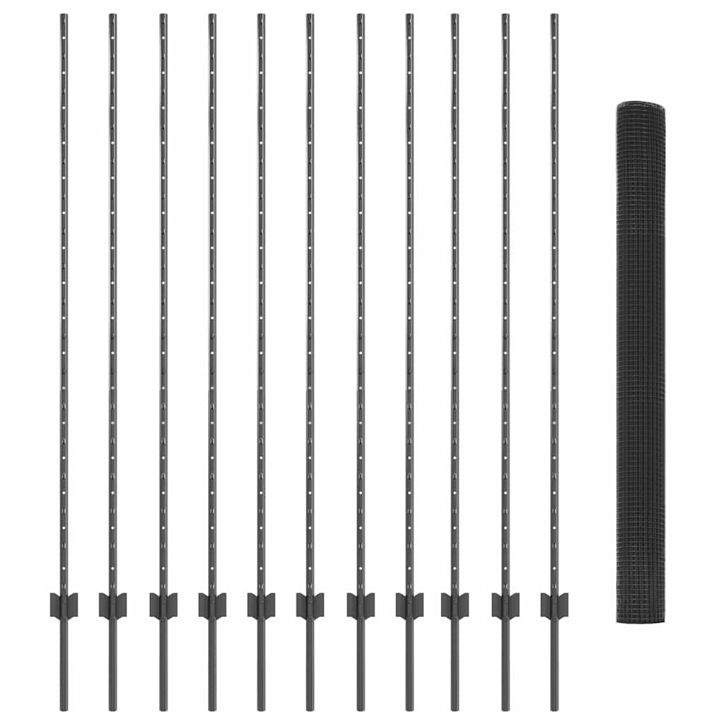 Fence with Posts Grey