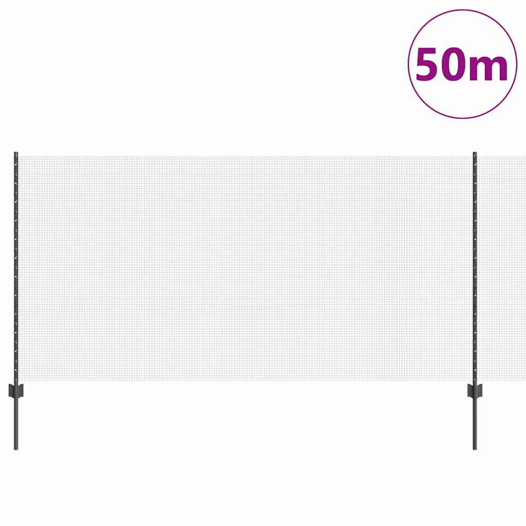 Suvirintas vielos tvora su stulpeliais 50 x 1,2 m Pilka