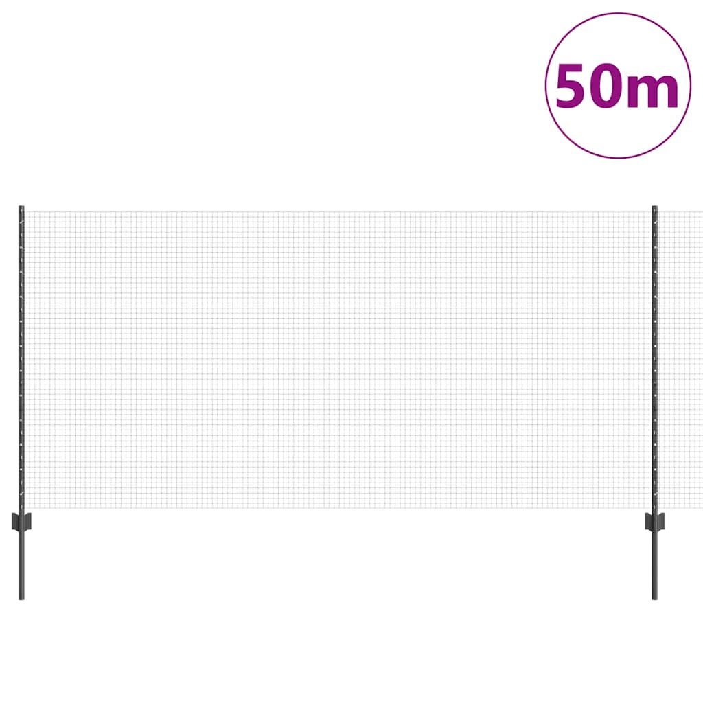 Suvirintas vielos tvora su stulpeliais 50 x 1,2 m Pilka