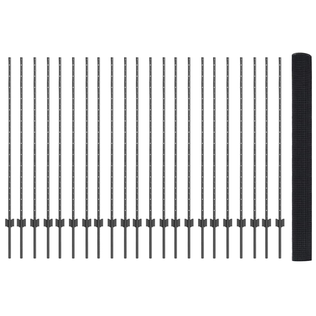 Fence with Posts Grey