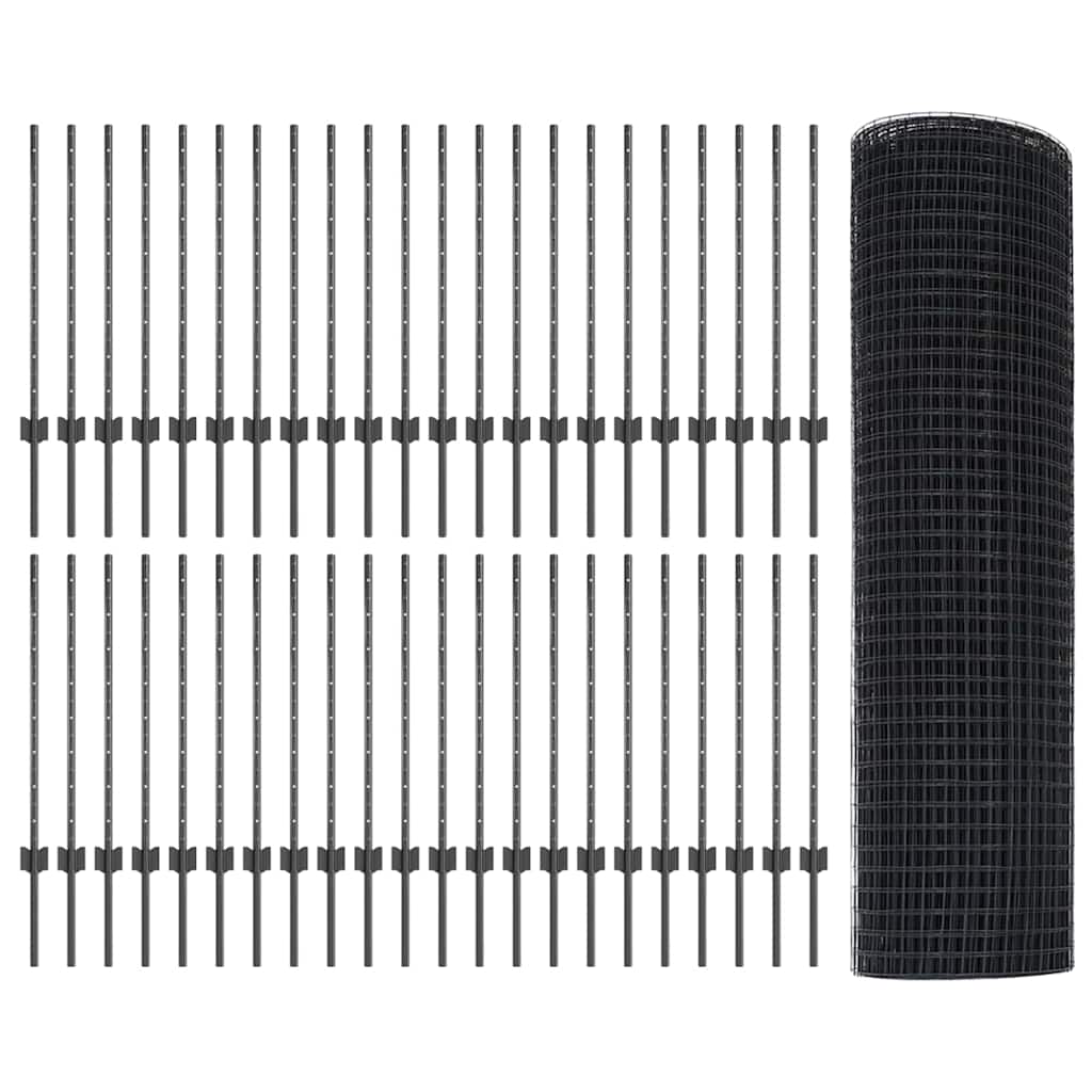 Fence with posts Grey