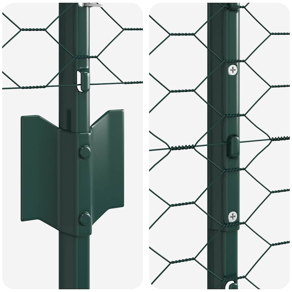 Hexagonal Fence with Post 10 x 1,2 m PVC dengtas plienas Žalia