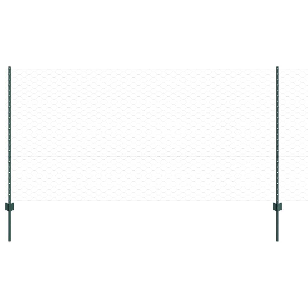 Hexagonal Fence with Post 10 x 1,2 m PVC dengtas plienas Žalia
