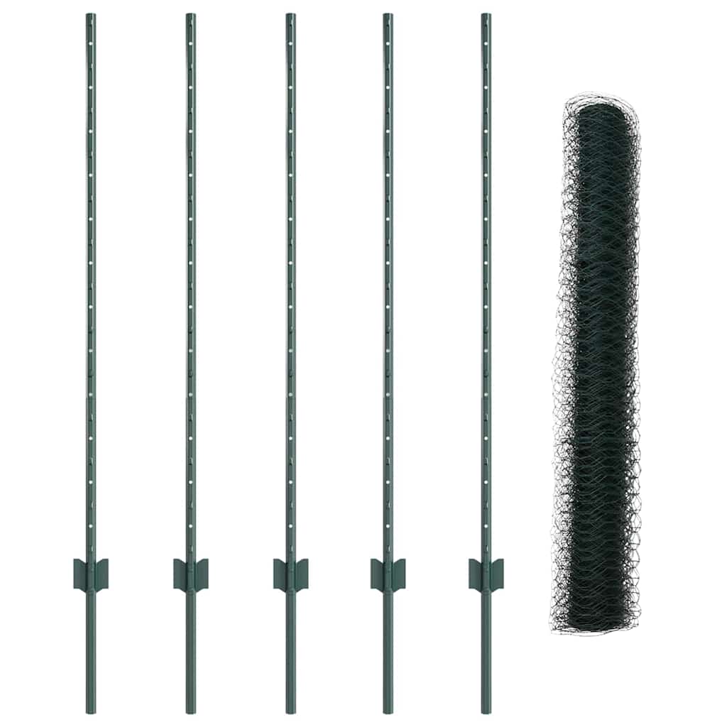 Hexagonal Fence with Post 10 x 1,2 m PVC dengtas plienas Žalia