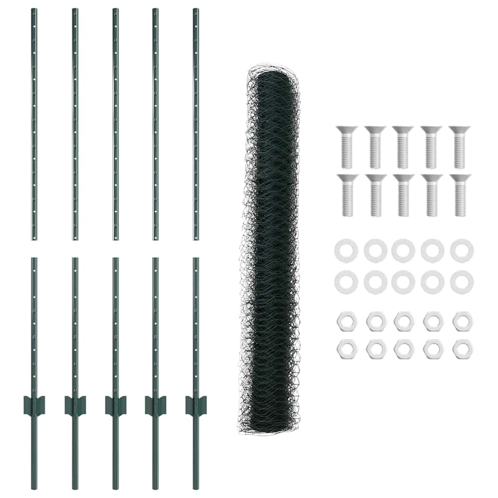 Hexagonal Fence with Post 10 x 1,2 m PVC dengtas plienas Žalia