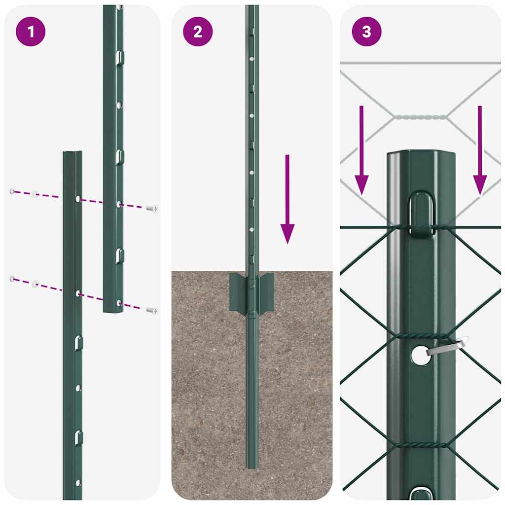 Hexagonal Fence with Post 10 x 1,2 m PVC dengtas plienas Žalia