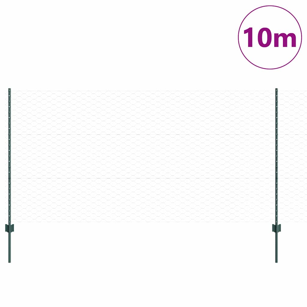 Hexagonal Fence with Post 10 x 1,2 m PVC dengtas plienas Žalia