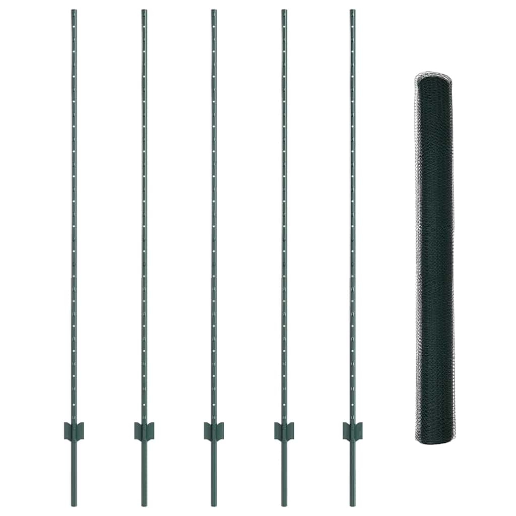 Green Fence with Posts