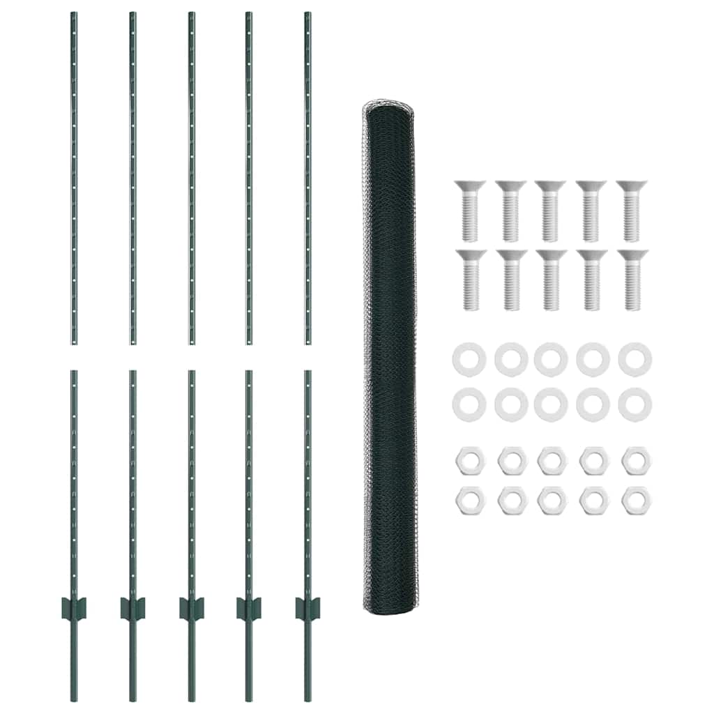 Green Fence with Posts