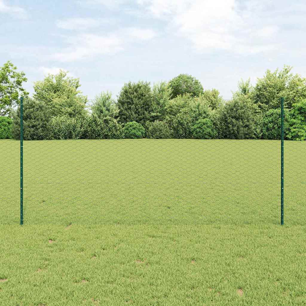 Green Fence with Posts