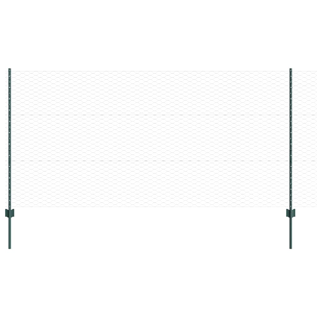 Green Fence with Posts