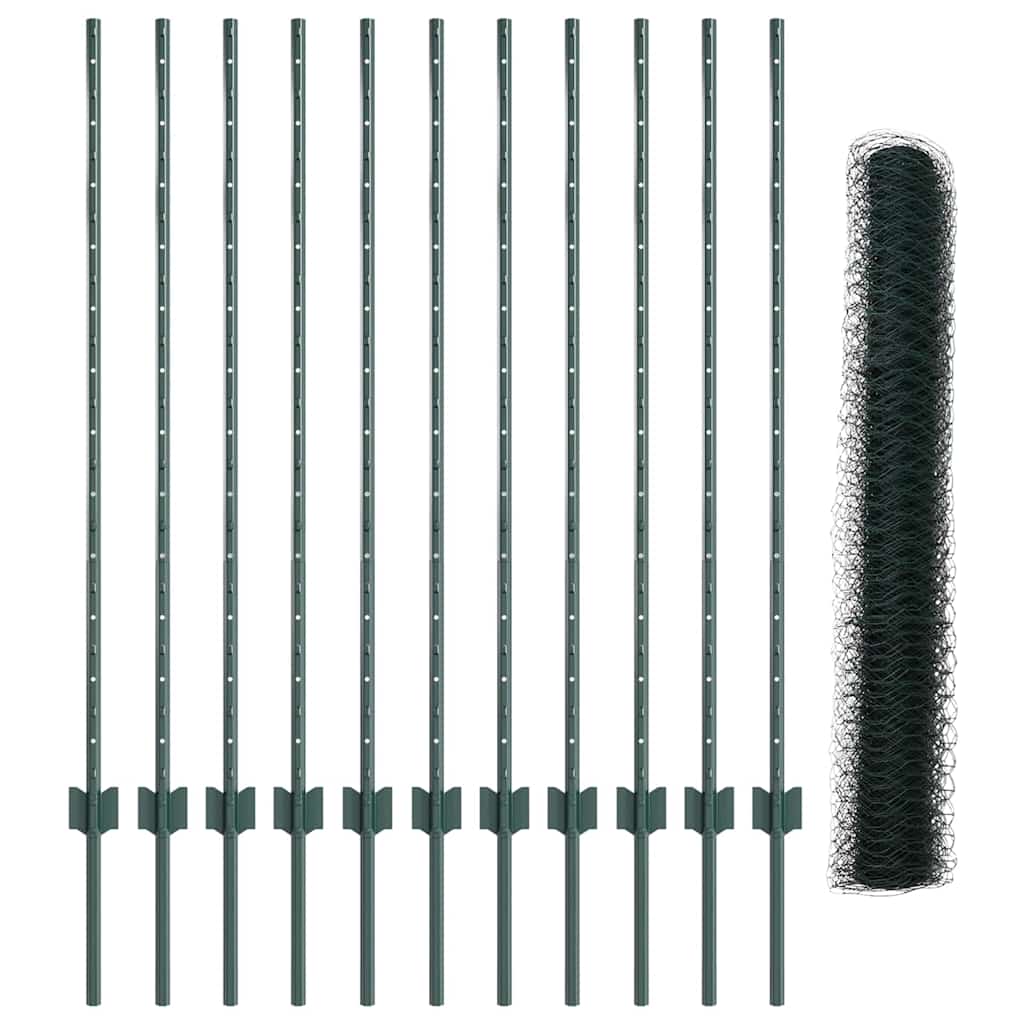 Green Fence with Posts