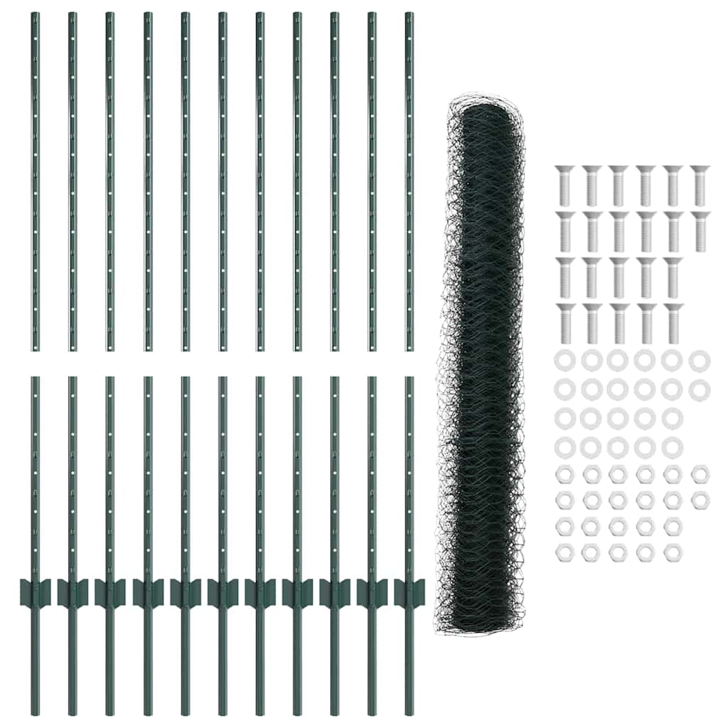Green Fence with Posts