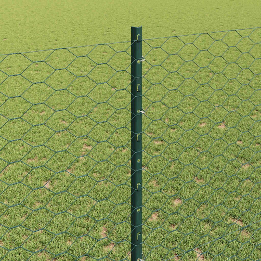 Green Fence with Posts