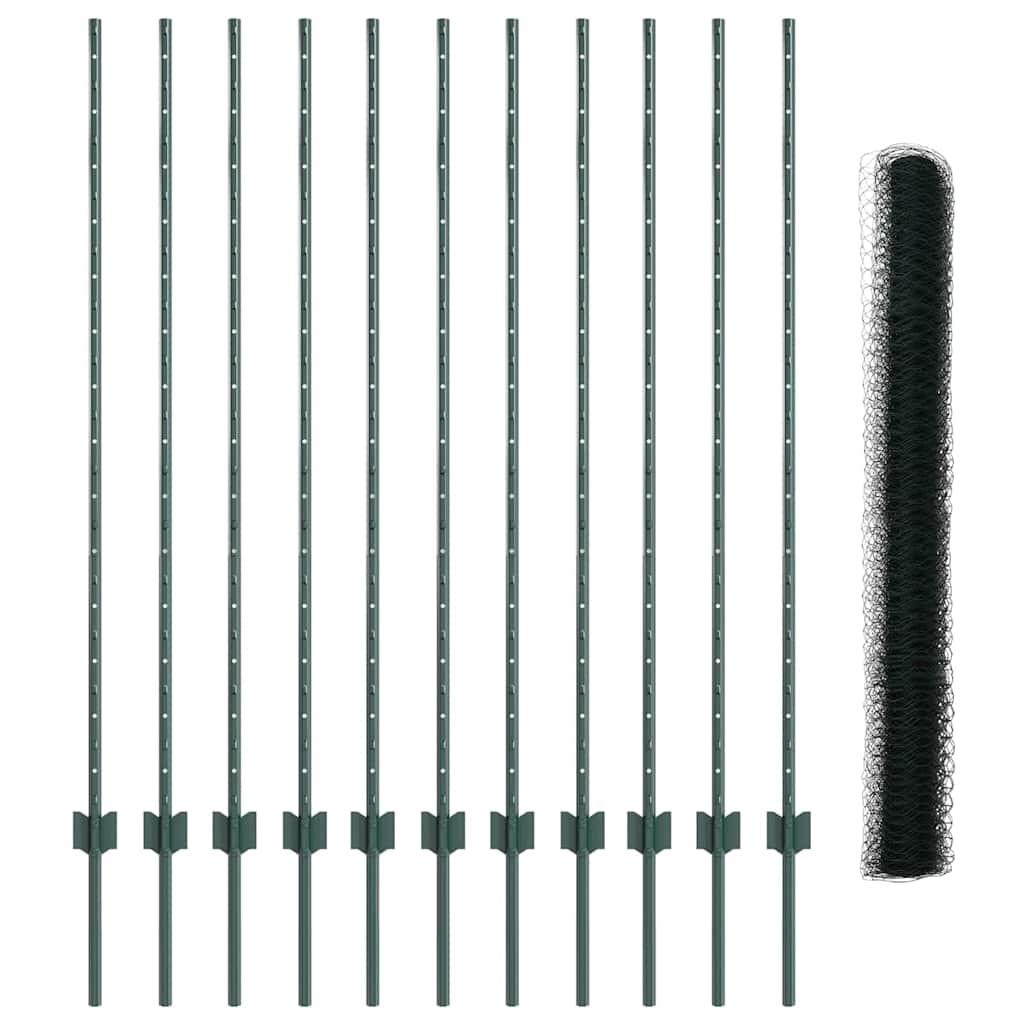 Green Fence with Posts