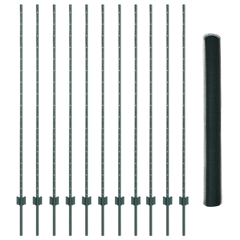 Fence with Posts Green