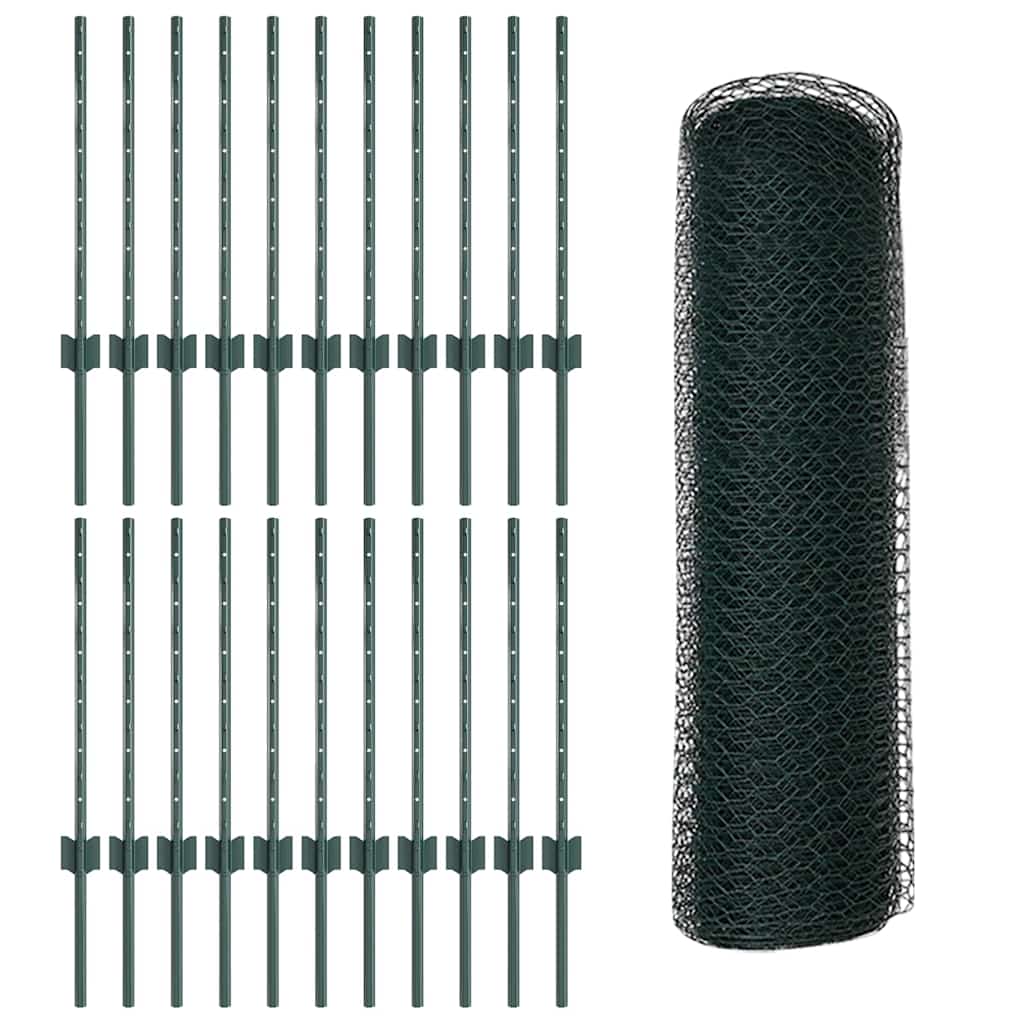 Fence with posts Green