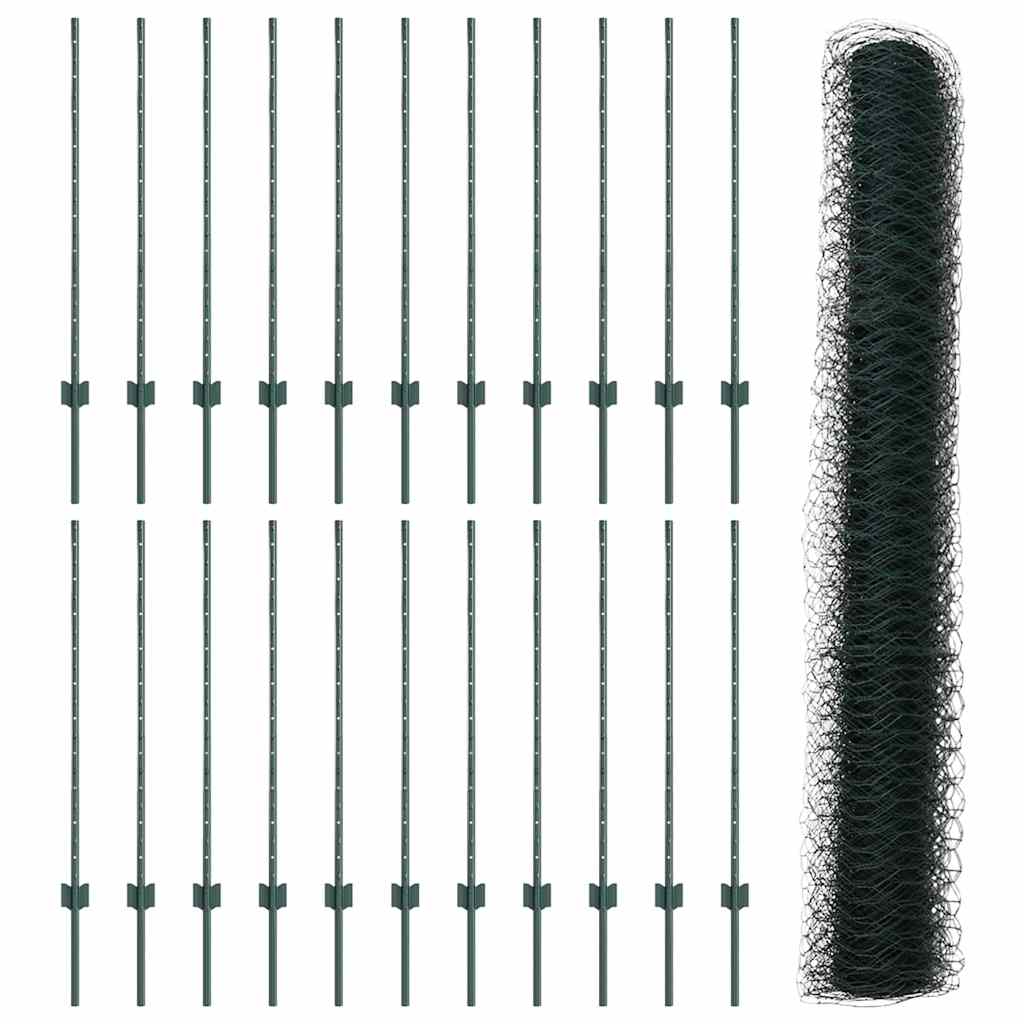 Fence with posts Green