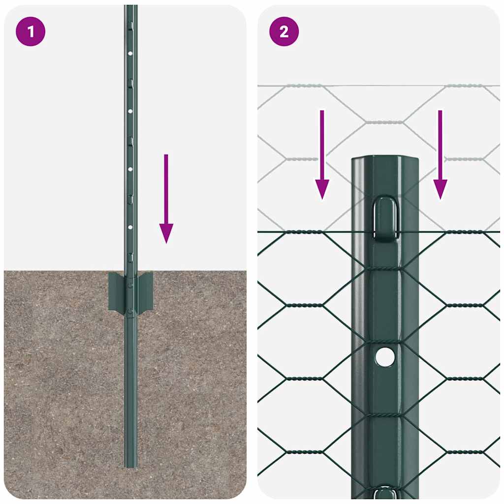 Fence with posts Green
