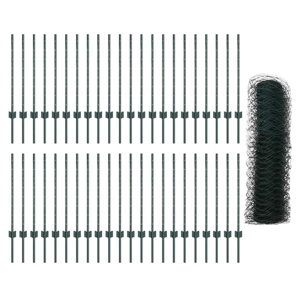 Fence with posts Green