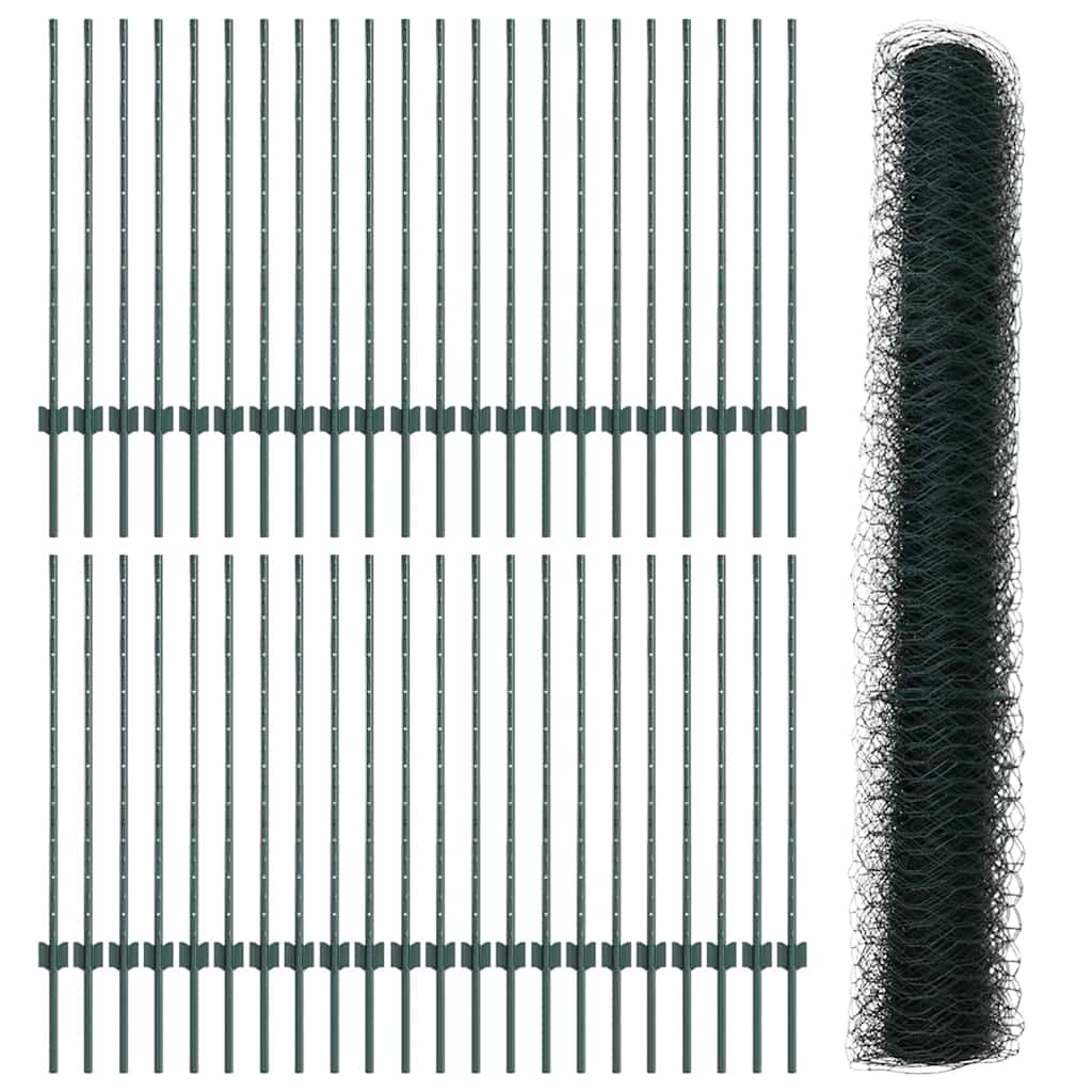 Green Fence with Posts