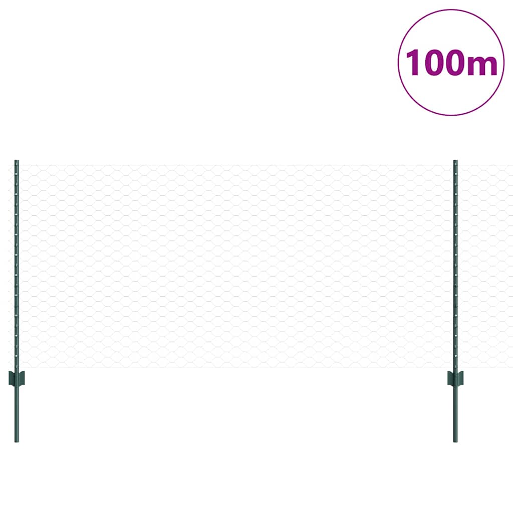 Green Fence with Posts