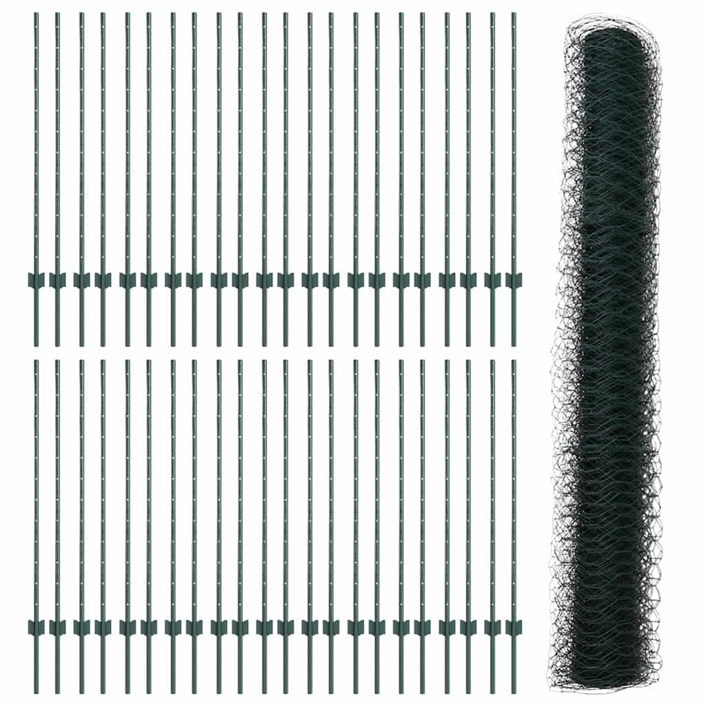 Green Fence with Posts