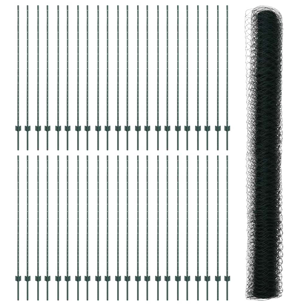 Fence with posts Green