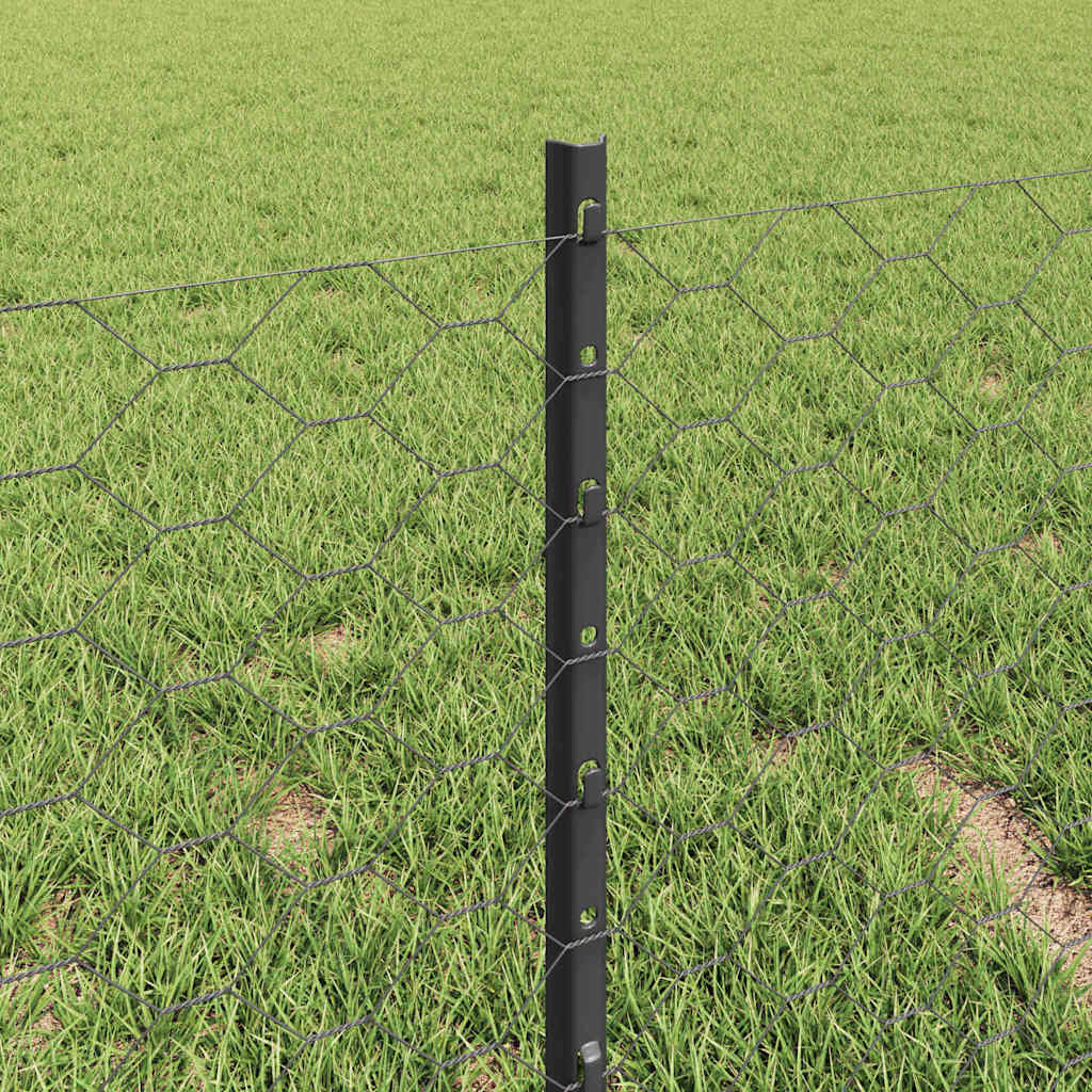 Fence with posts Grey