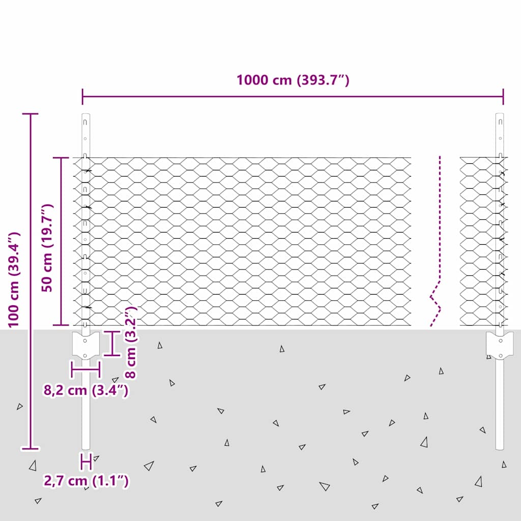 Fence with posts Grey