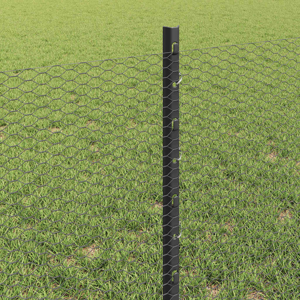Fence with posts Grey