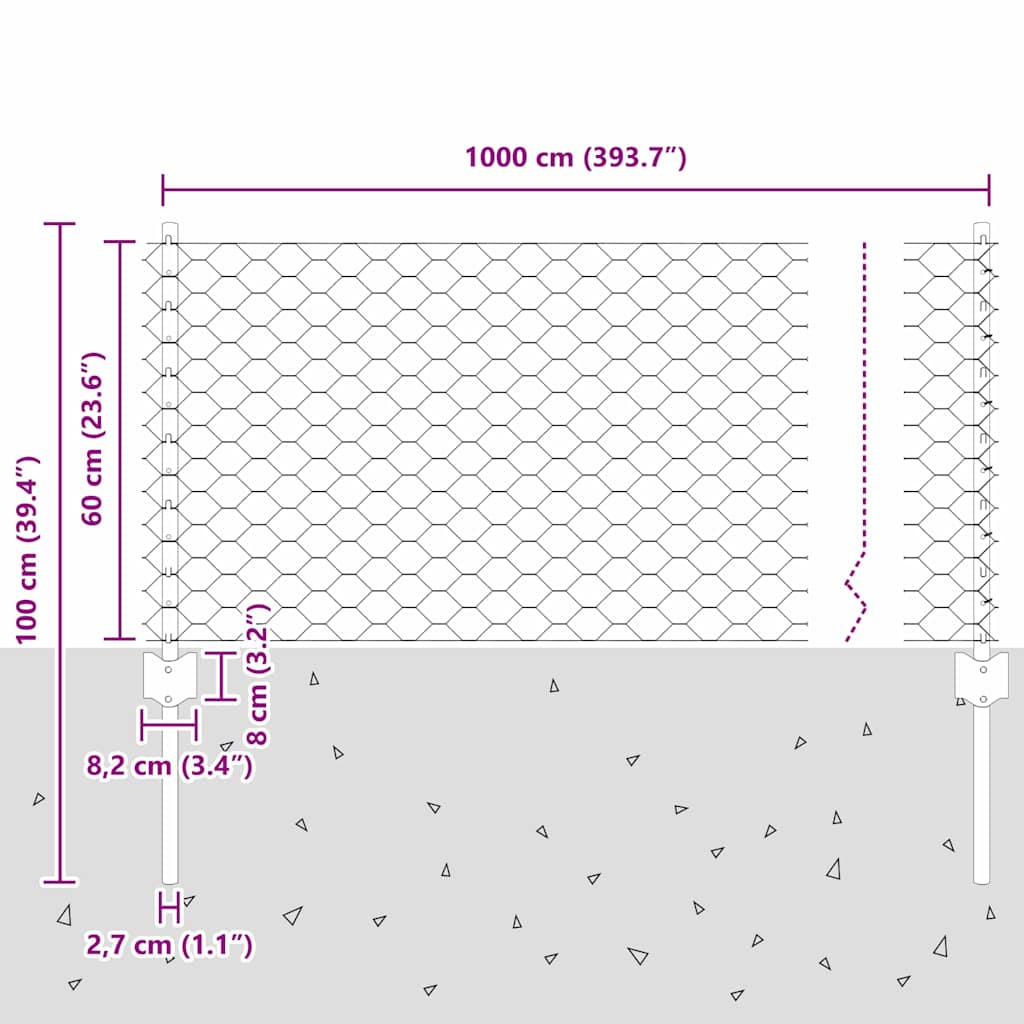 Fence with posts Grey