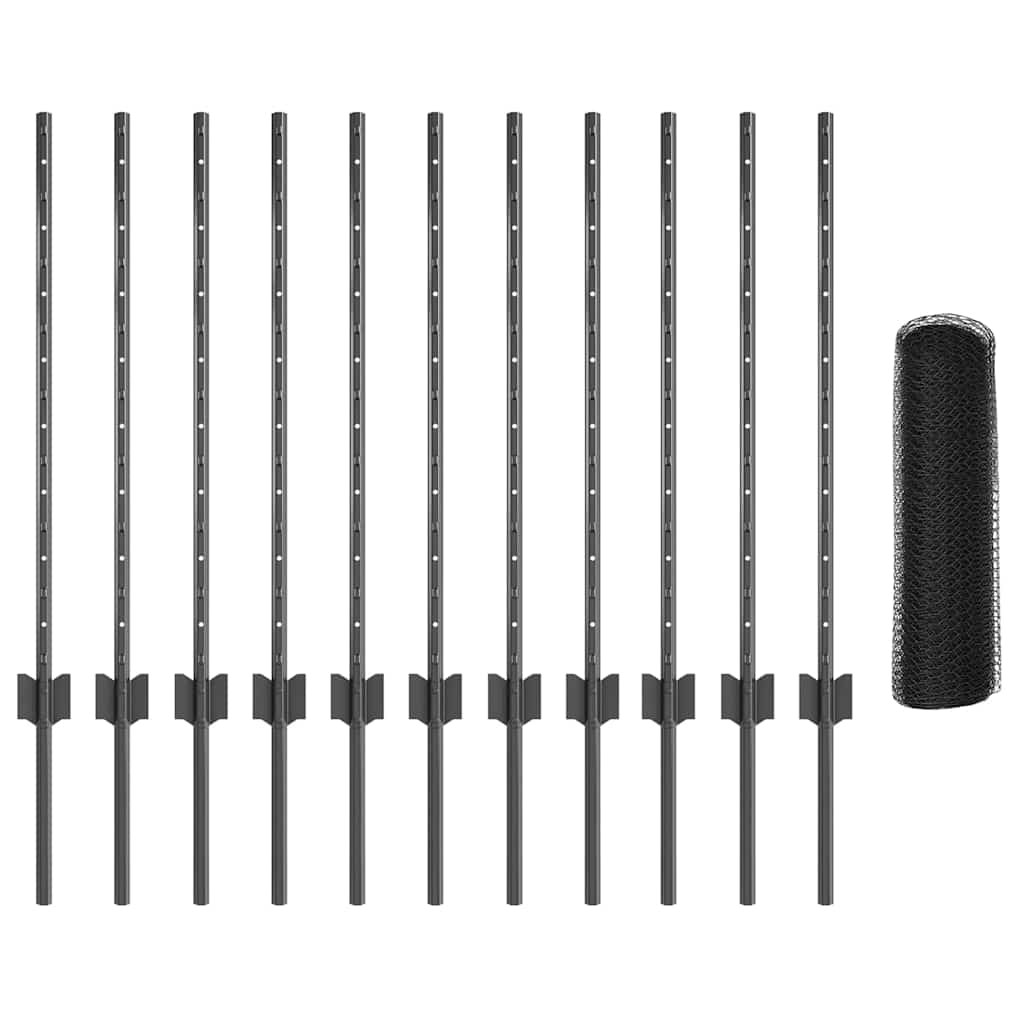 Fence with posts Grey