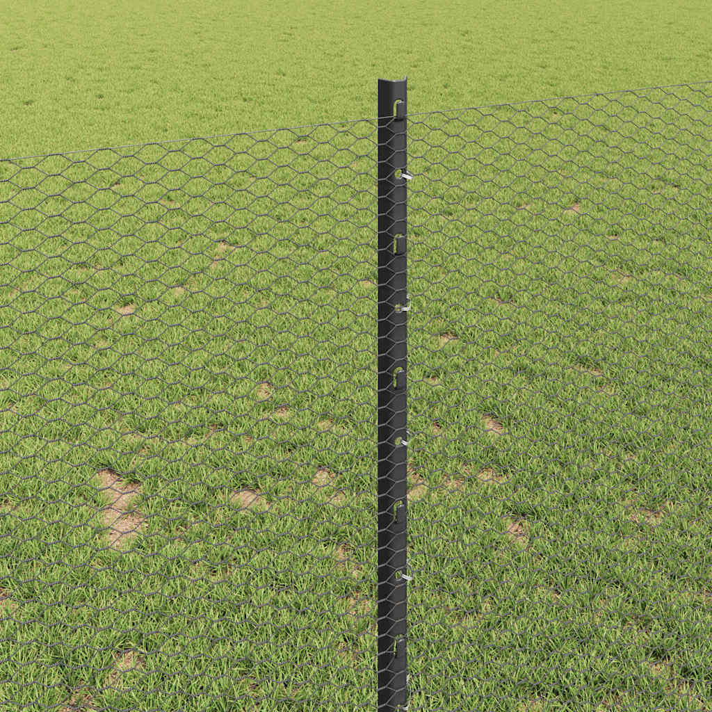 Fence with posts Grey