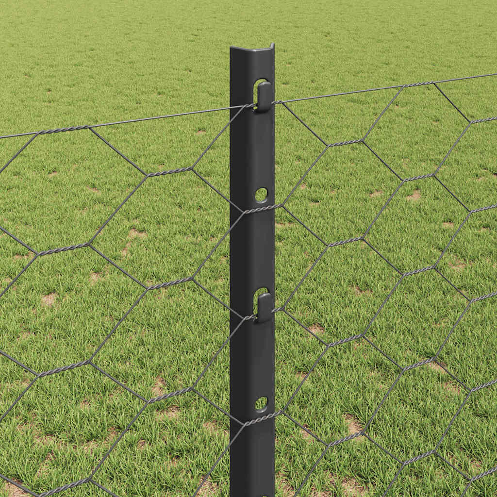 Fence with posts Grey