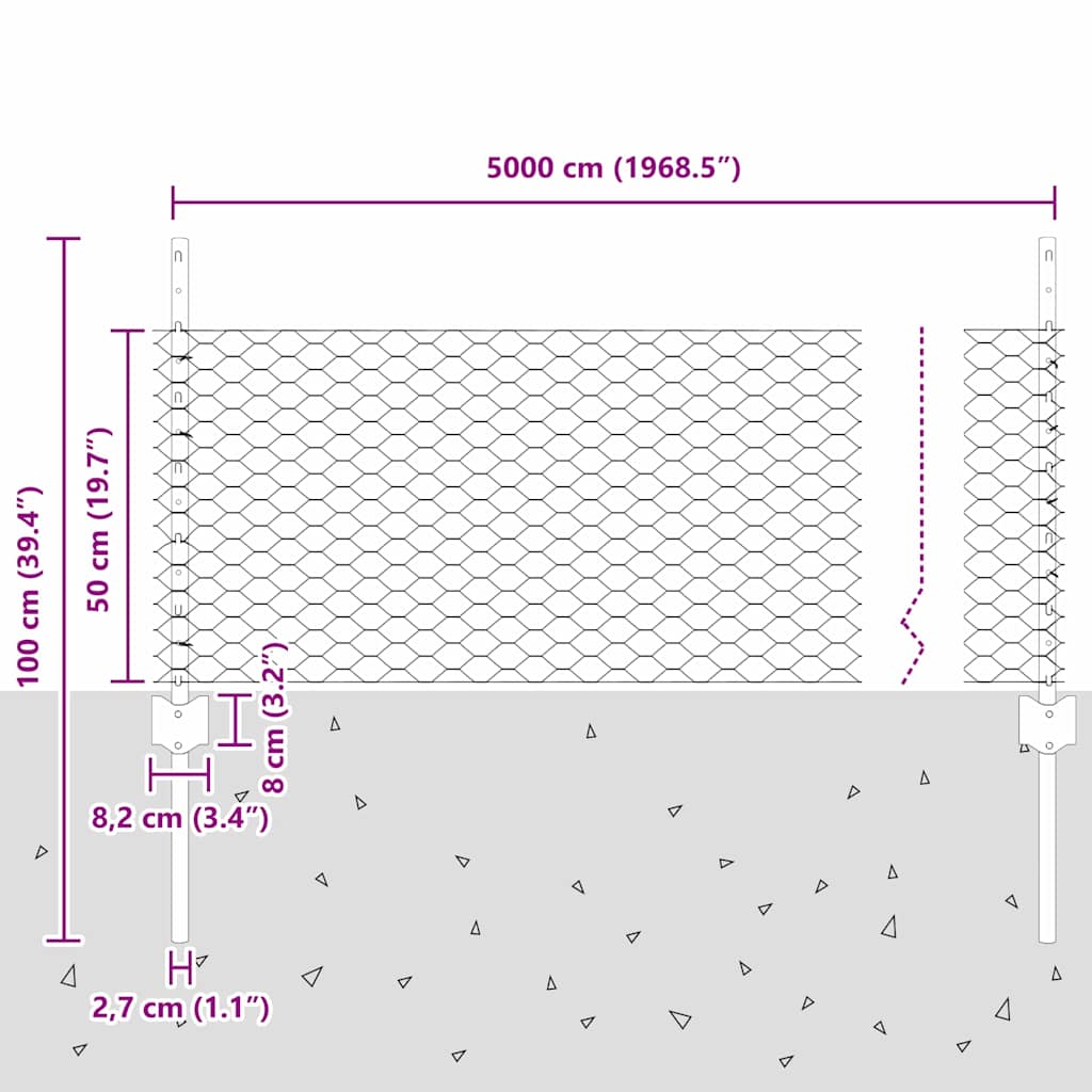 Fence with Posts Grey