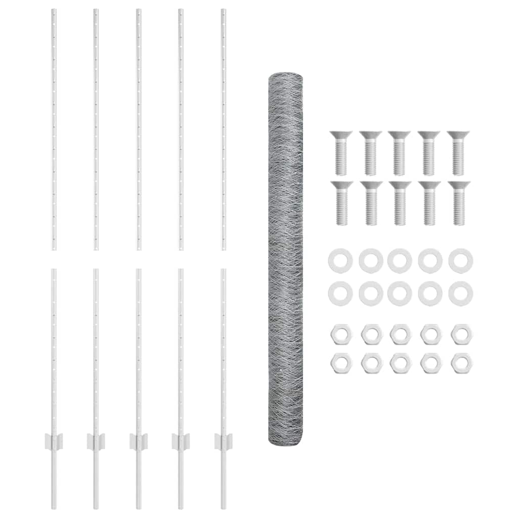 Hexagonal Fence with Post 10 x 1,5 m Galvanizuotas plienas