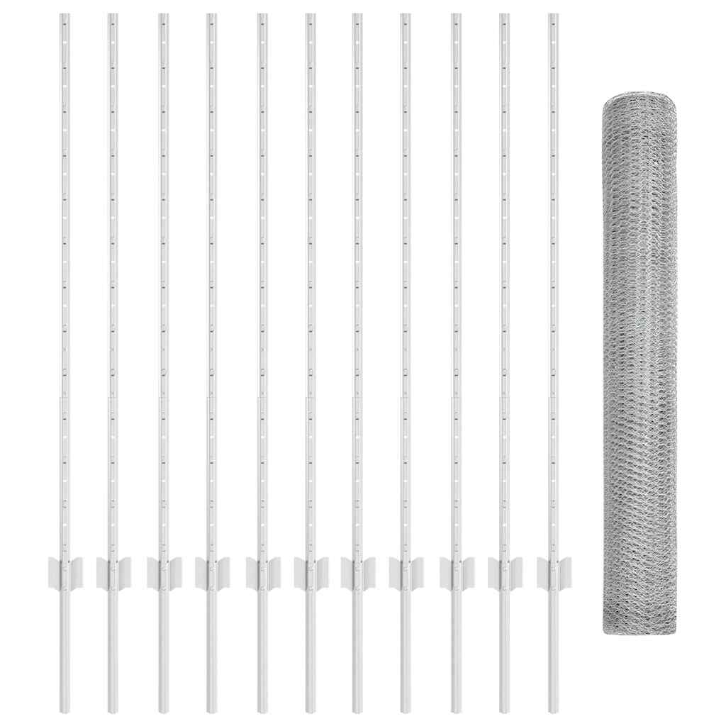 Hexagonal Fence with Post 25 x 1,2 m Galvanizuotas plienas