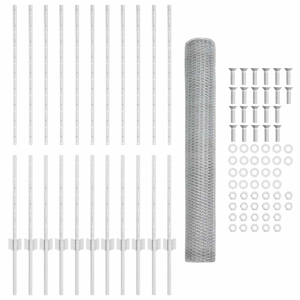 Hexagonal Fence with Post 25 x 1,2 m Galvanizuotas plienas