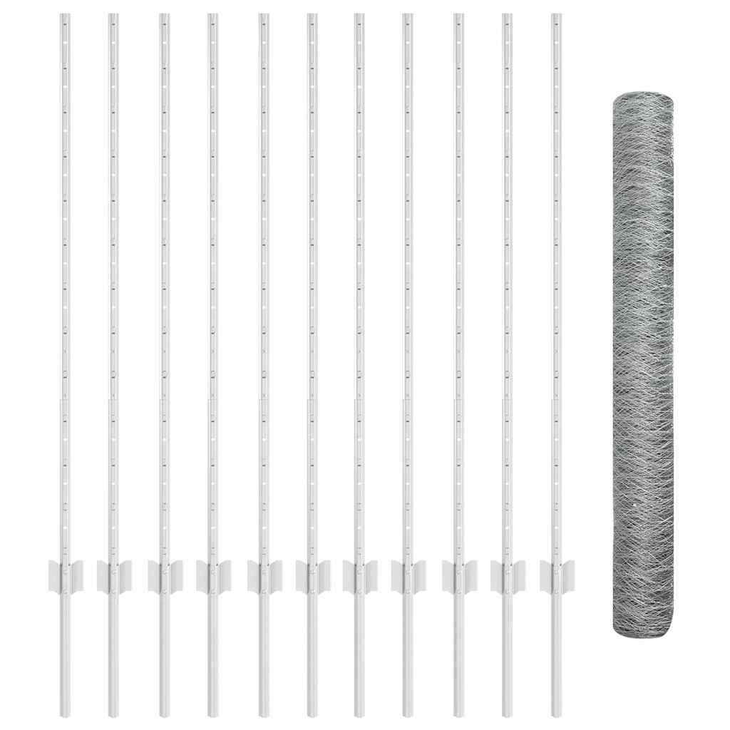 Hexagonal Fence with Post 25 x 1,2 m Galvanizuotas plienas